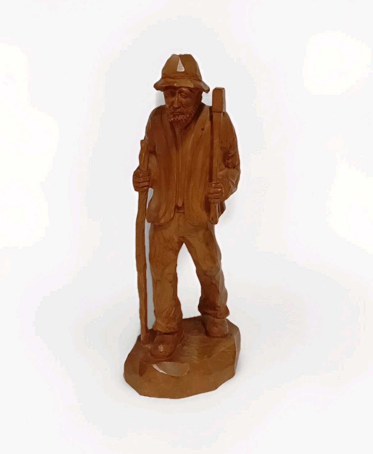 Carved Wood German Man Walking Stick & Axe Füssen Germany 1955