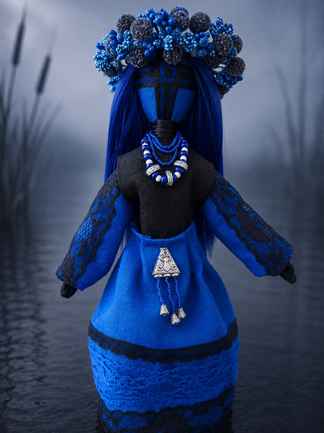 OOAK Blue Rusalka Motanka Doll Ukrainian Water Spirit Pagan Art 29cm