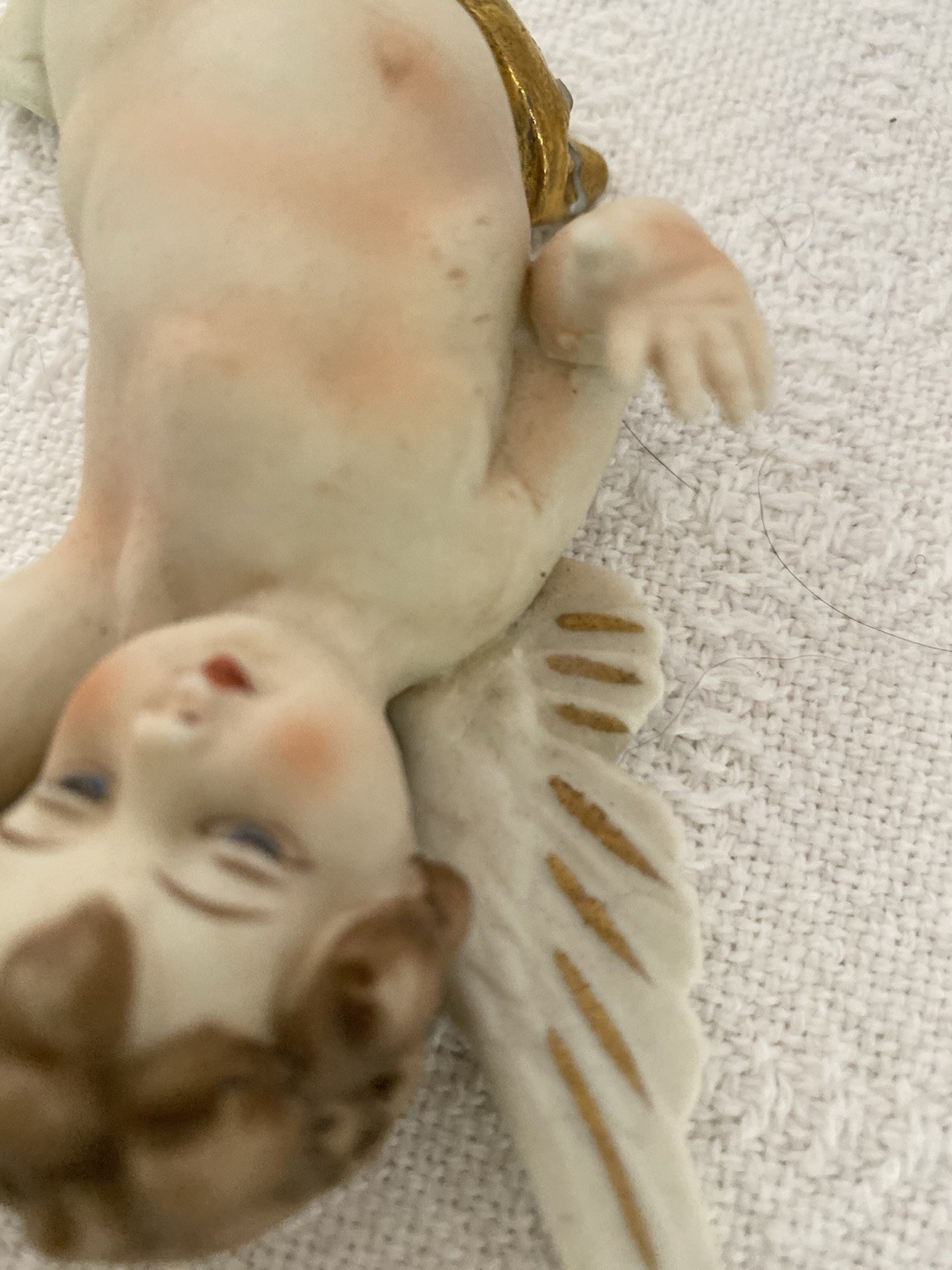 Antique German Angels Bisque Porcelain Pair, Ernst Bohne & Söhne Marked No Chips