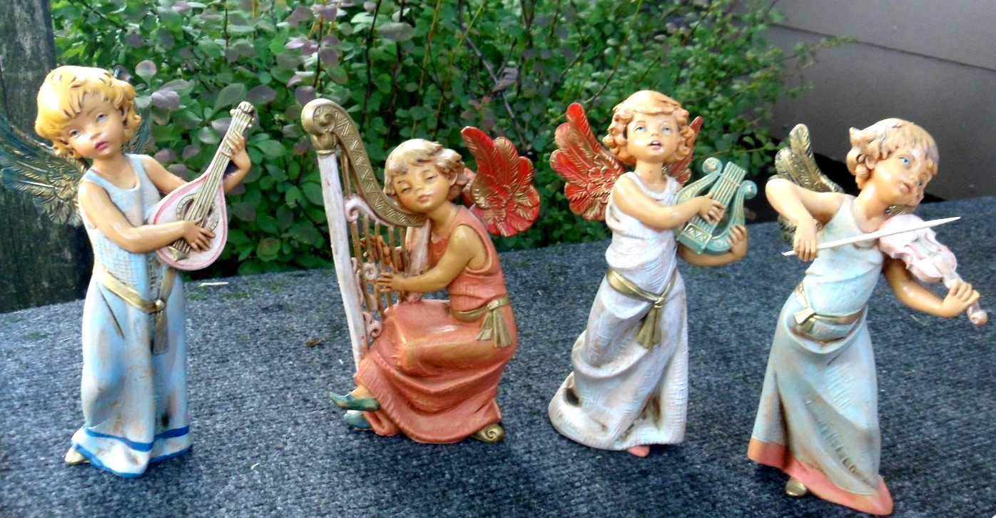 VINTAGE MARKED DEPOSE ITALIAN FIGURINES ANGELS MUSICIANS CHERUBS COLLECTION