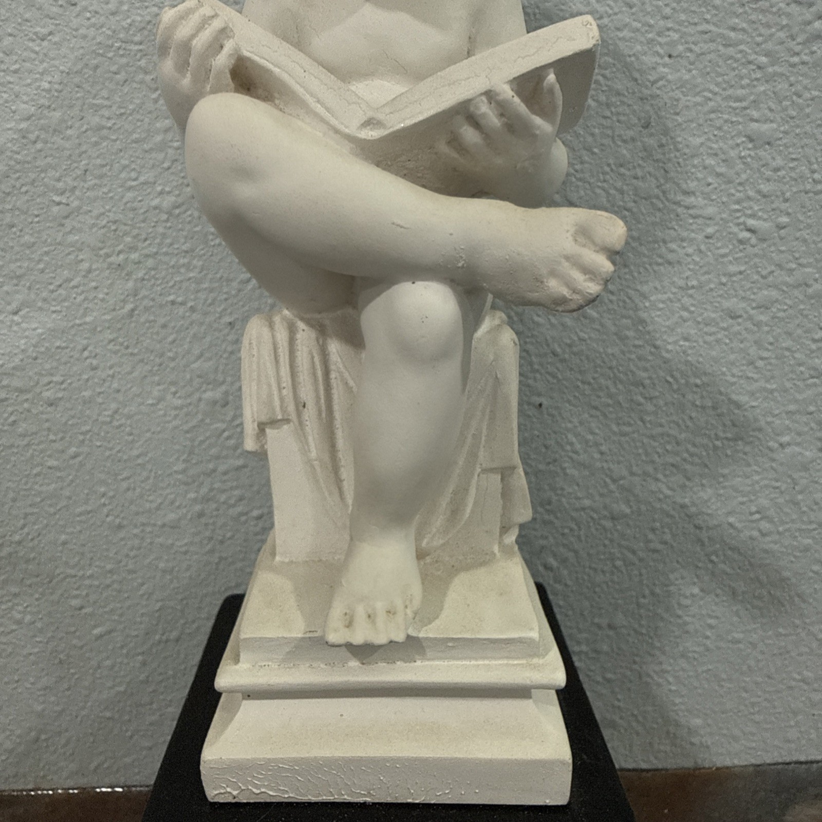Vintage Child Reading Book Statue Sculpture Bust Figurine 10″ Classic Decor