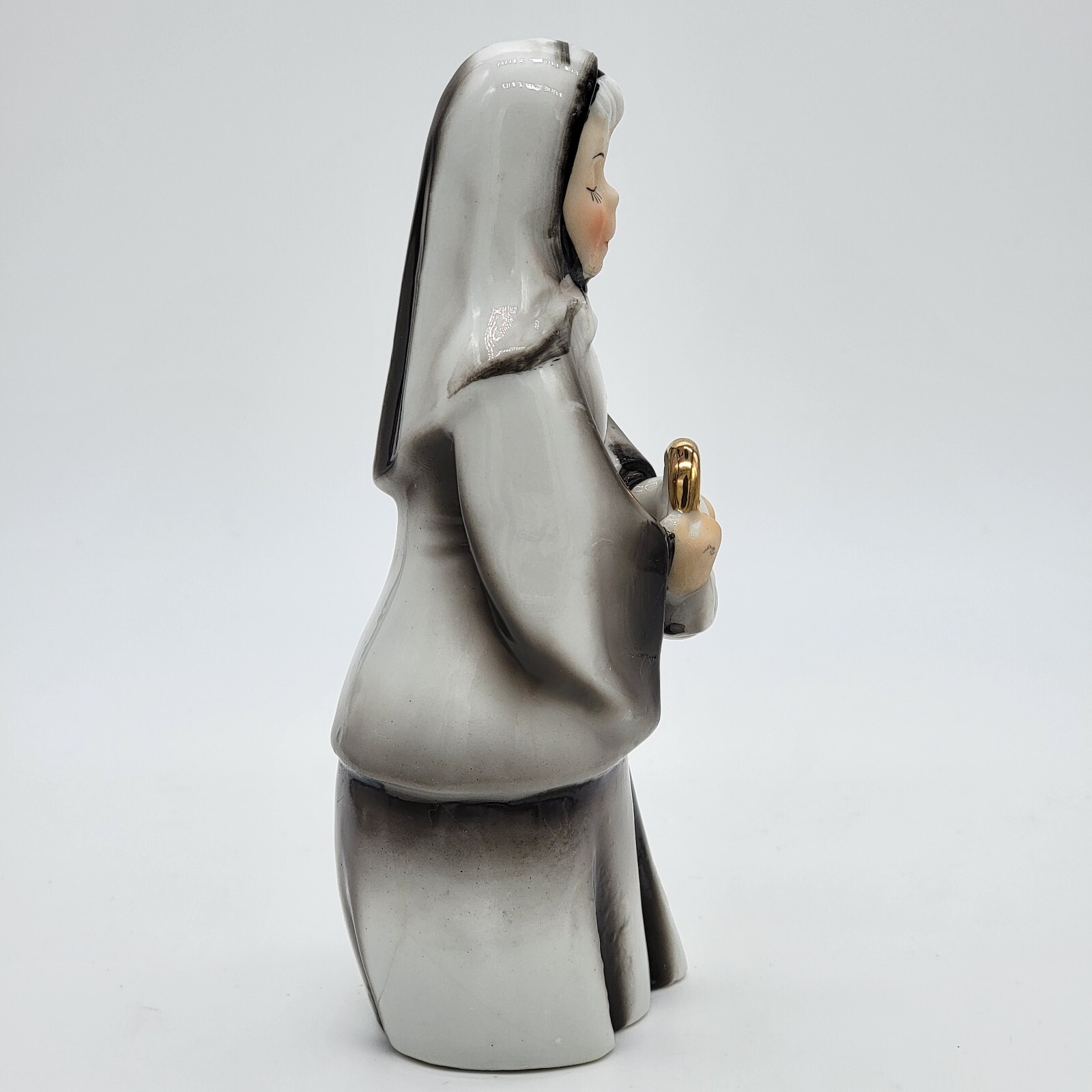 VTG Nun Figurines – Vintage Porcelain – Black And White With Gold Accents