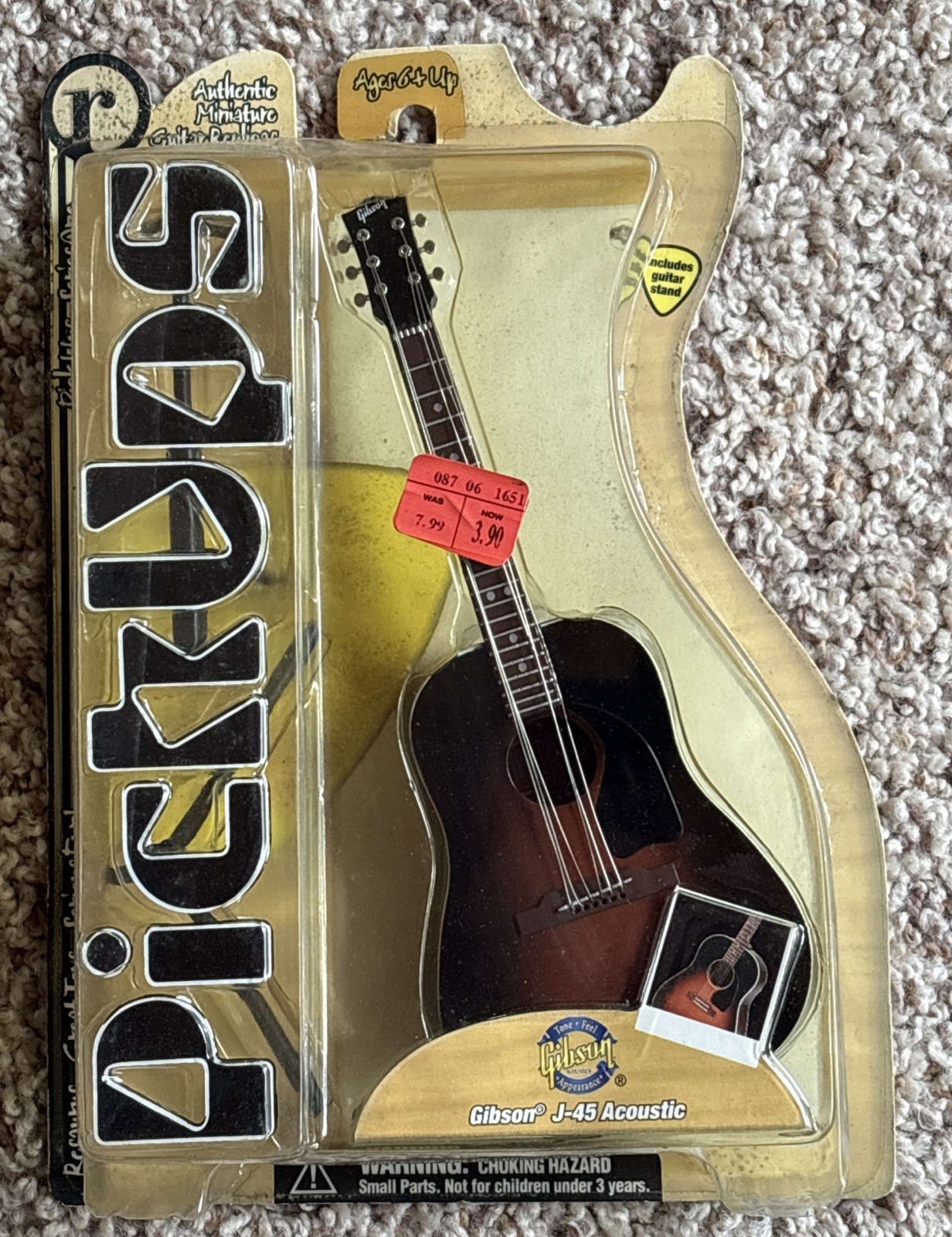 Gibson J-45 Acoustic Pick Ups Authentic Miniature Guitar Replicas w Stand