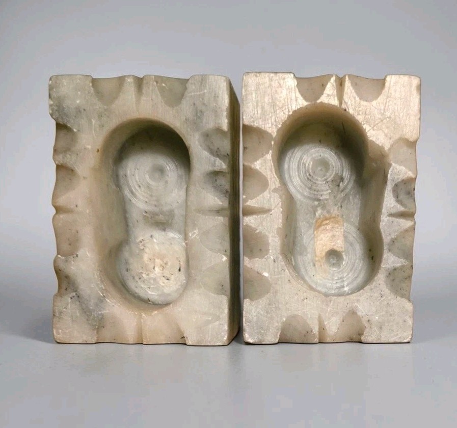Chinese Pair Of Gray Marble Carved Soapstone Foo Dogs Guardian Lion Bookends 4″