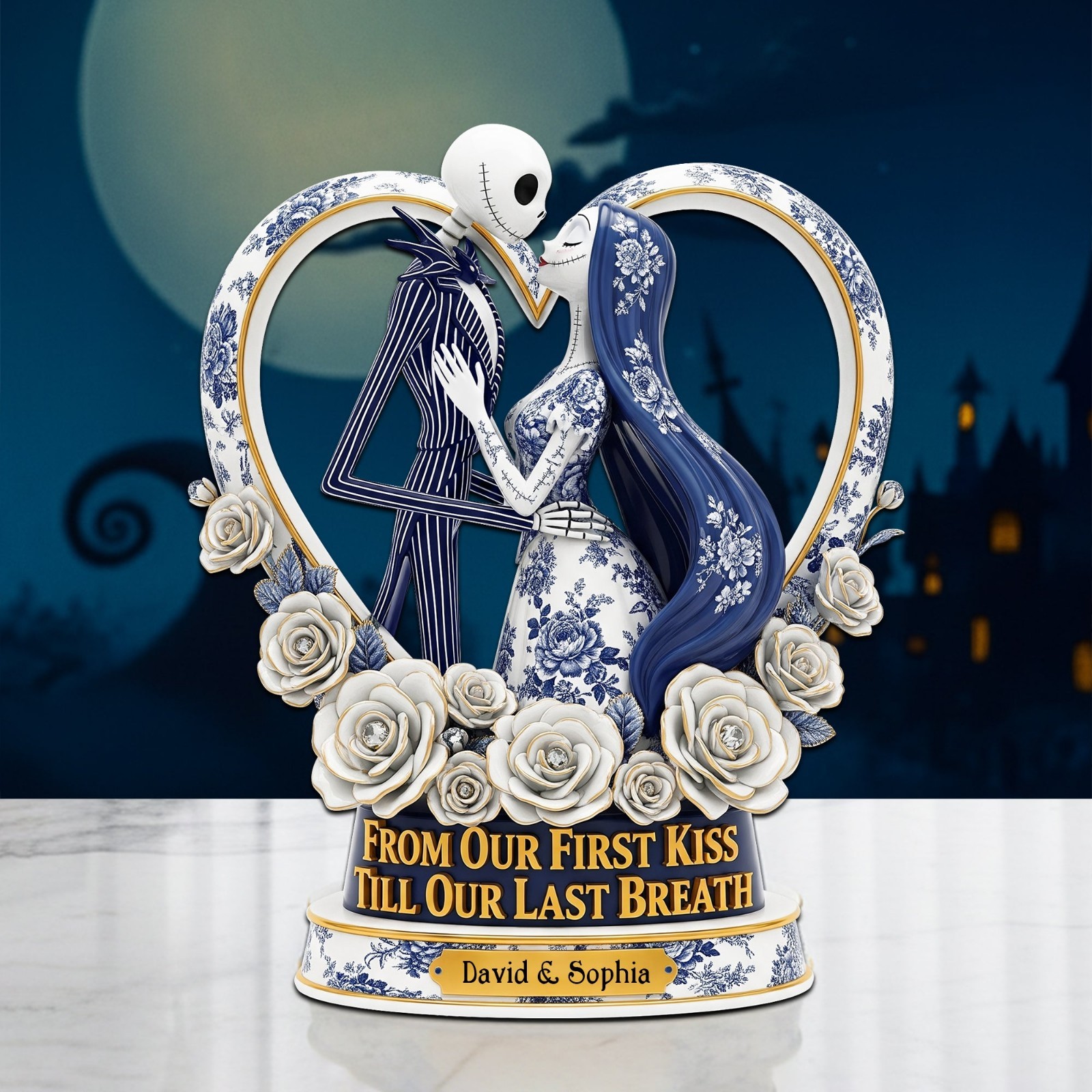 Personalized Jack Sally Nightmares Couple Acrylic Plaque Wooden Block Decor Gift