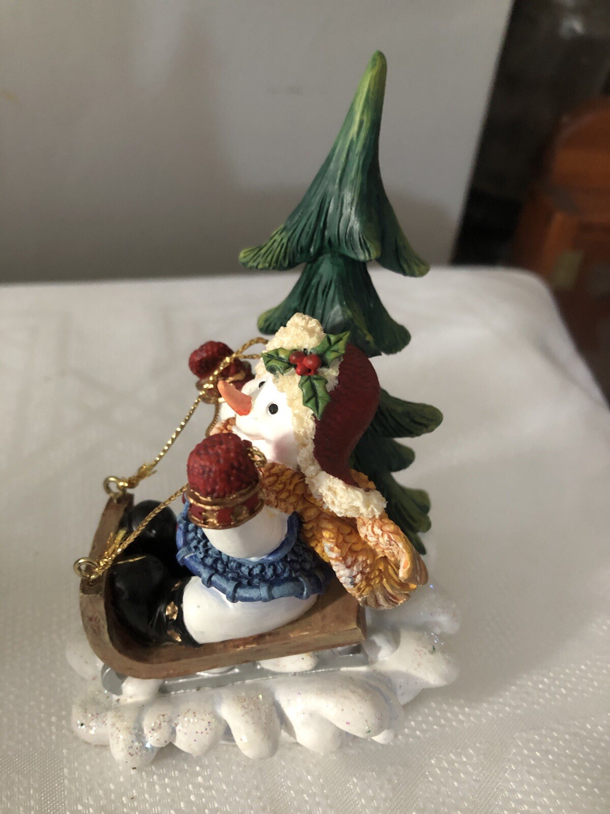 Christmas Decor Home Interiors 3 Piece Snowmen Sledding and Skiing Retired NIB