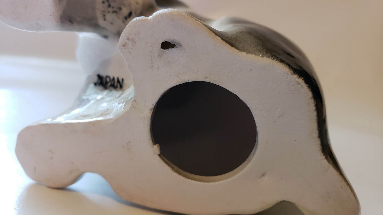 Puppy Dog 4 in Tall Vintage Ceramic Black & White Anthropomorphic Japan 1950s