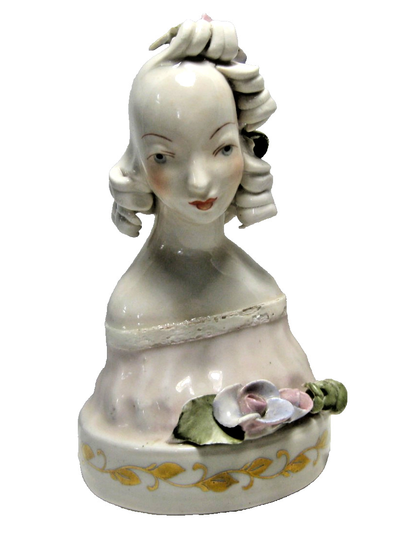 Vintage 1940s Cordey Porcelain Art Bust 5 1/2 in Figurine #5002 Victorian Lady