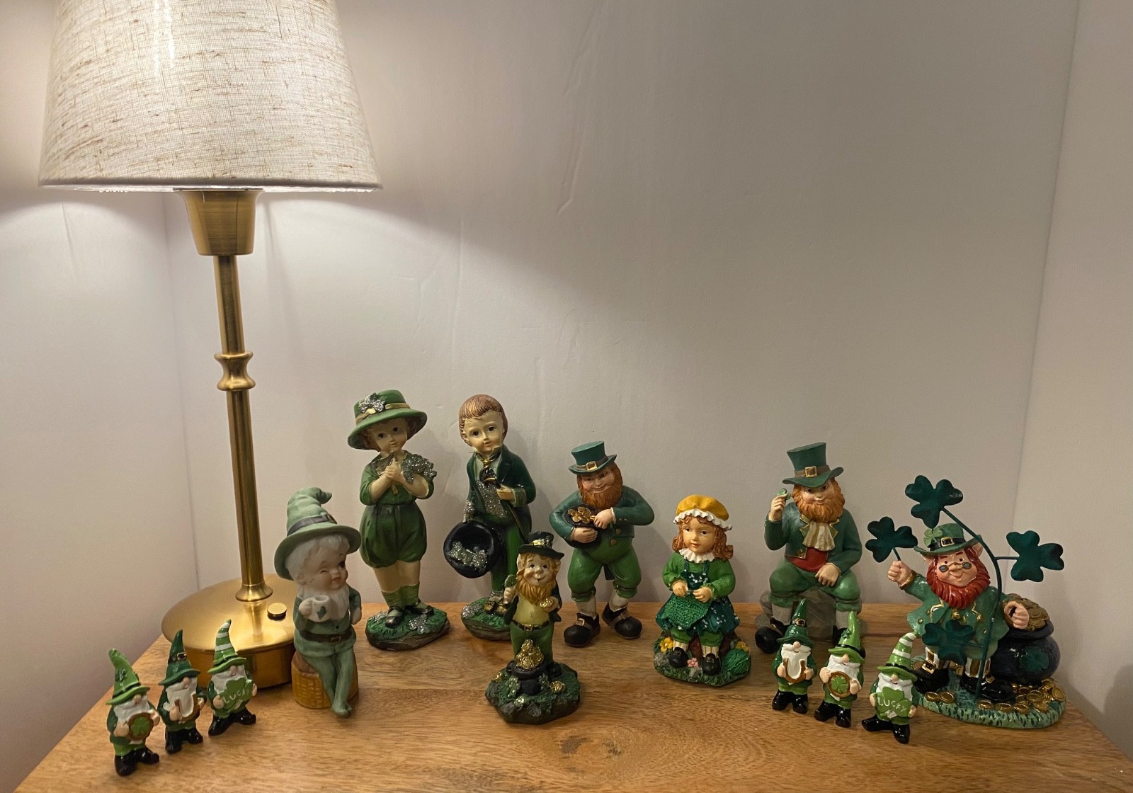 Leprachaun Figurines, Set of 14. All Different Sizes. Great for St. Patrick Day