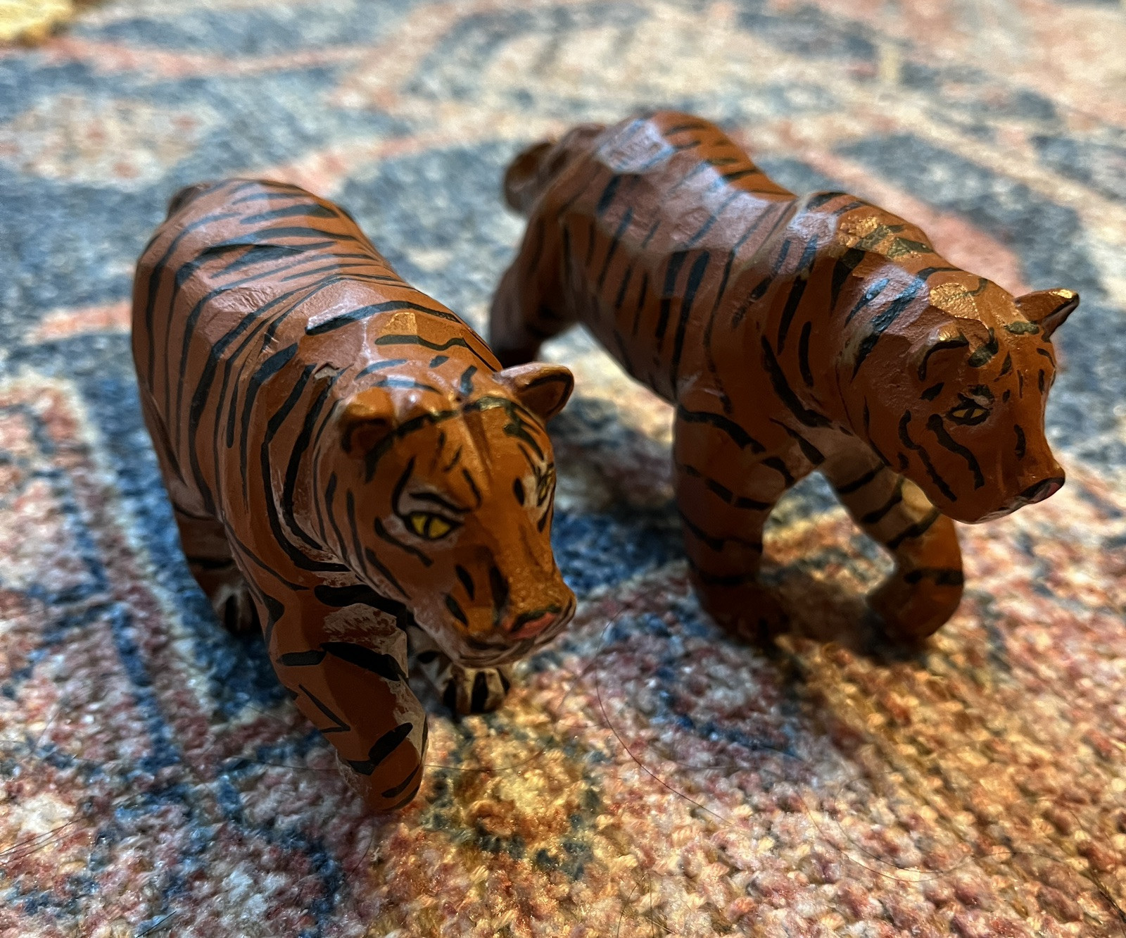 Vintage Pair of Hand-Painted Tigers