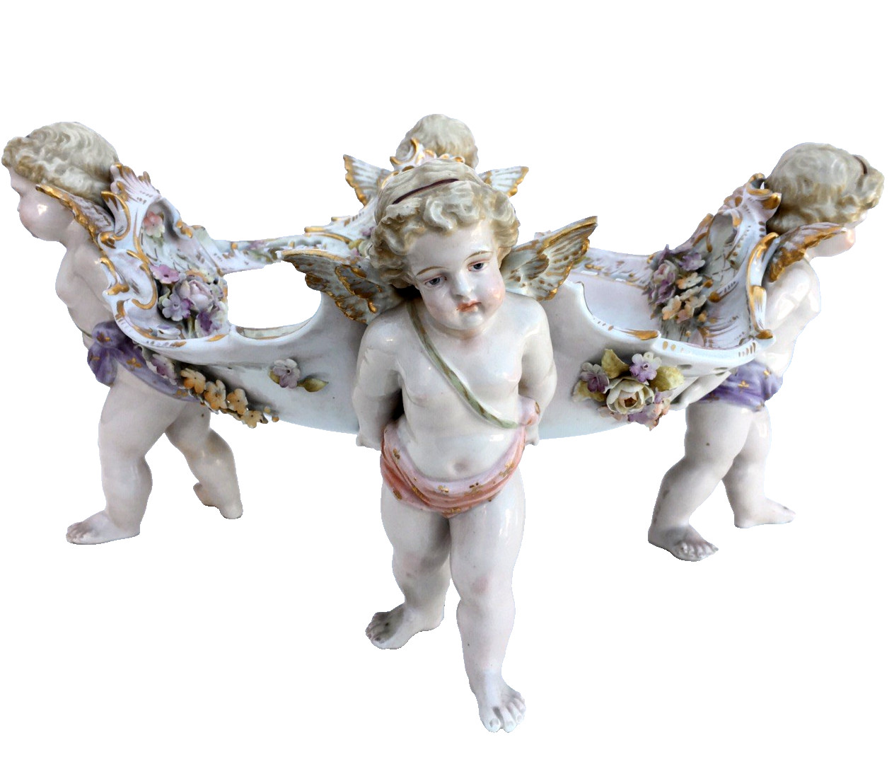c. 1865 Von Schierholz Porcelain Factory , Germany, Cherub Porcelain Centerpiece