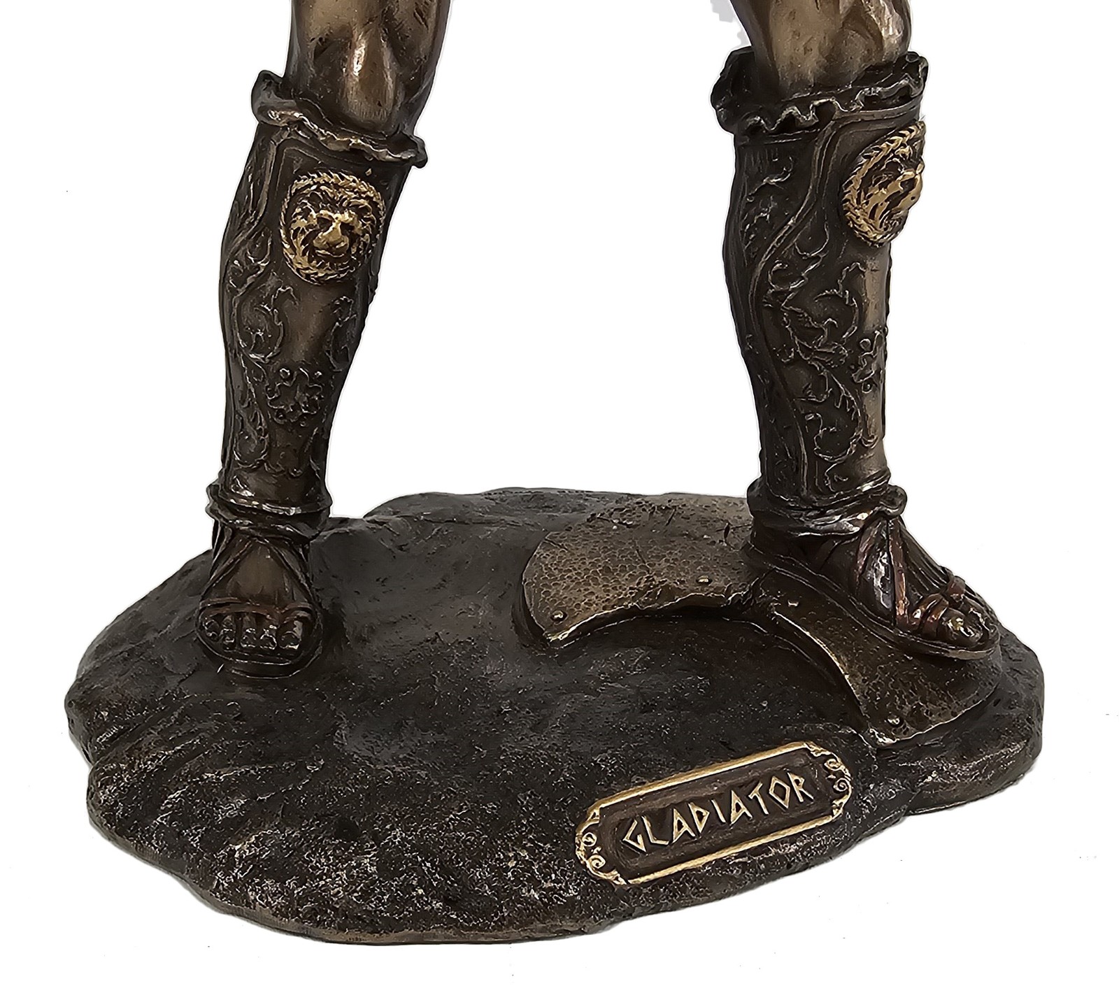 10″ Spartacus Roman Gladiator in Murmillo Armor W/ Sword Bronze Color Statue