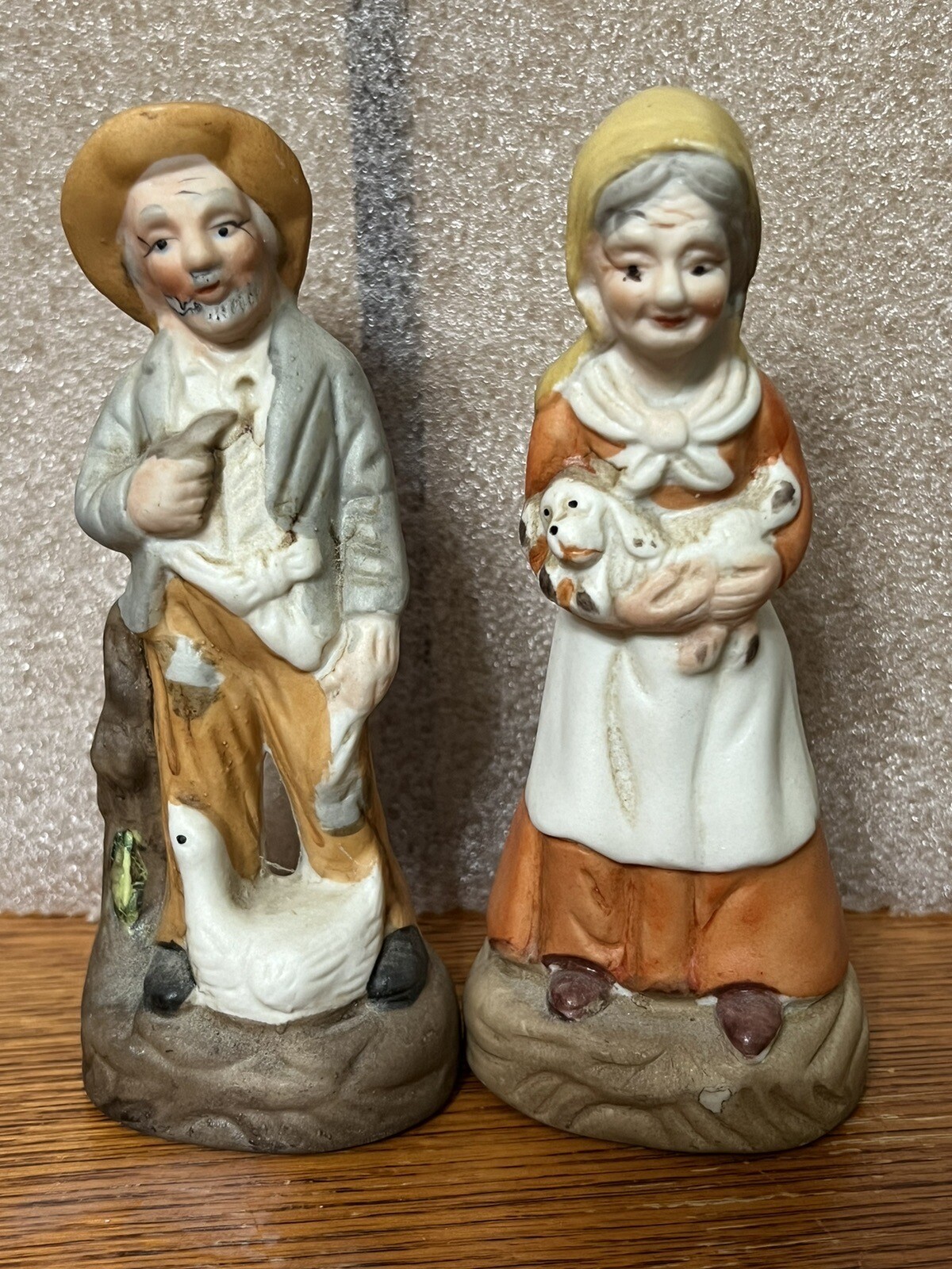 Ceramic Old Man And Old Woman Figurines. 5.5” Tall