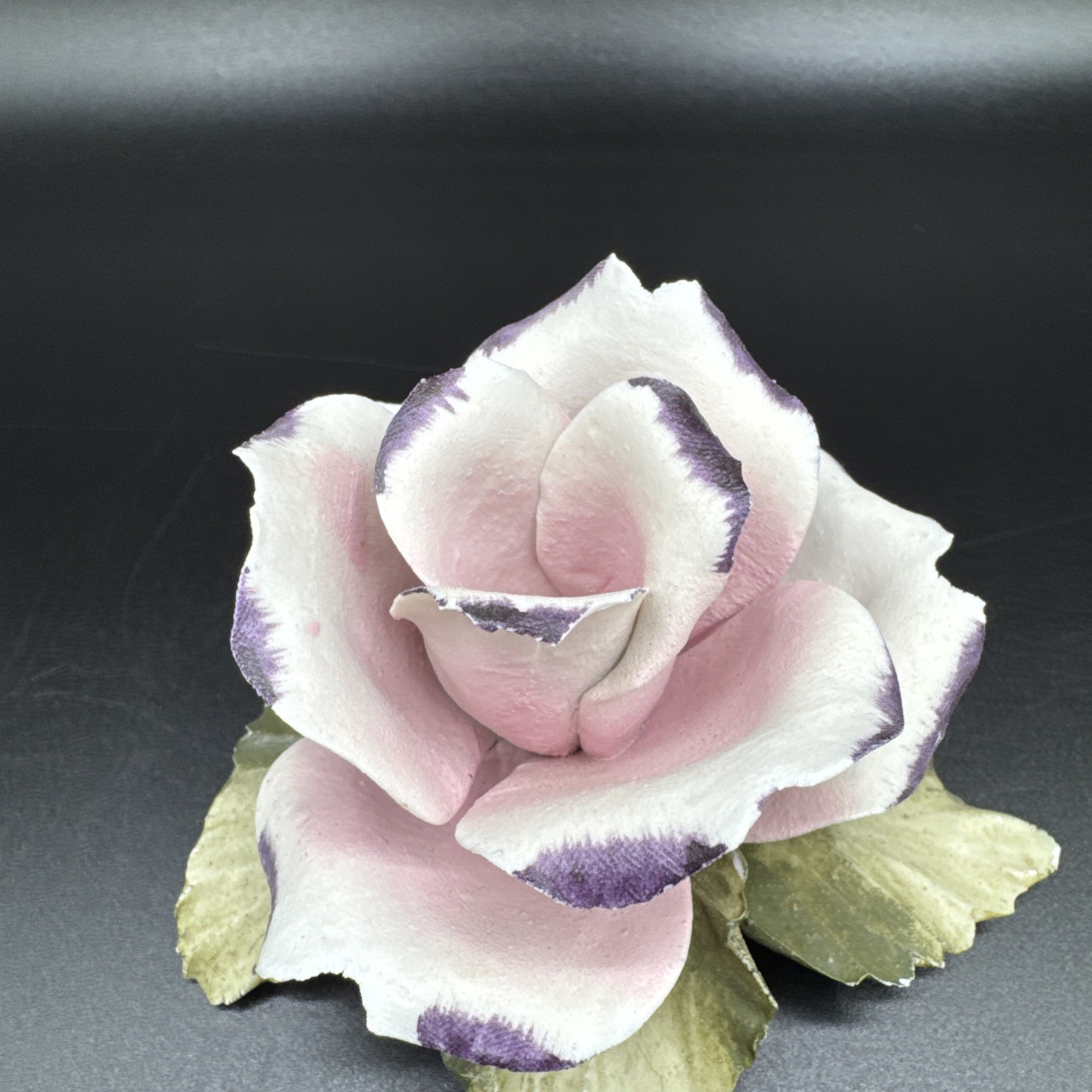 Vintage Capodimonte Porcelain Hand Painted Rose Matte Finish Made in Italy