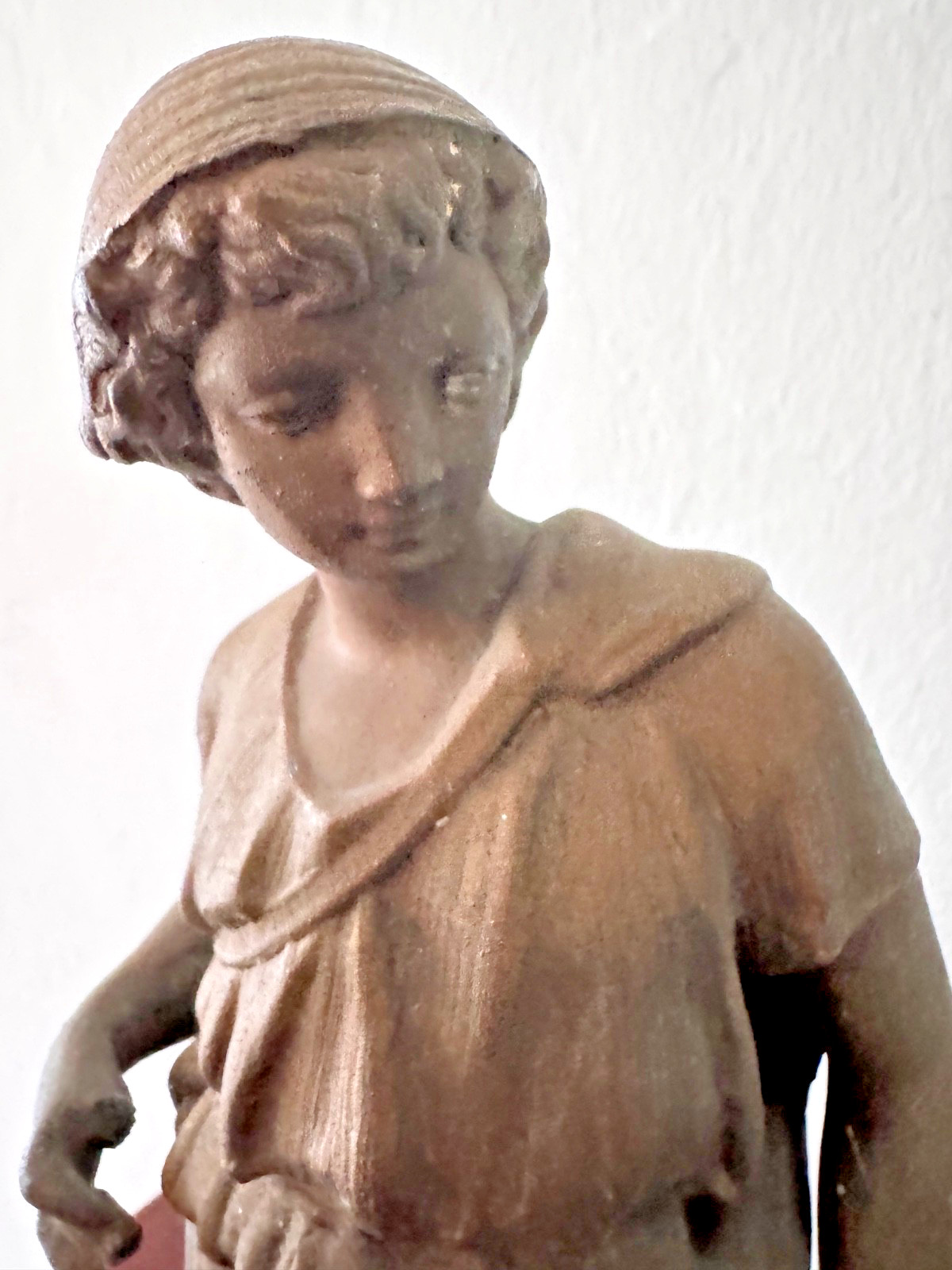 Antique Roman Male Figurine Statue Sculpture Spelter Metal 13″ Tall