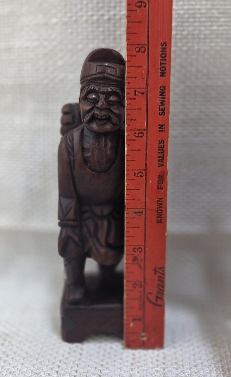 VTG Dark Wood Cherry? Carved Asian Folk Art Traveler Mud Man Sherpa Man Figurine