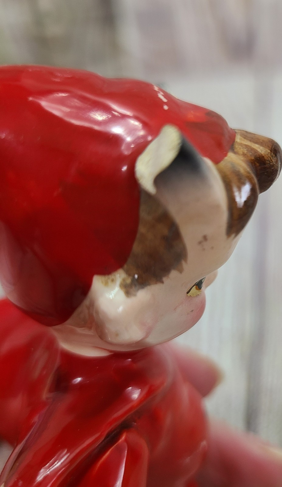Vintage Kreiss Red Devil Pixie Elf Figurine Red Tail Ceramic Japan 1950s MCM