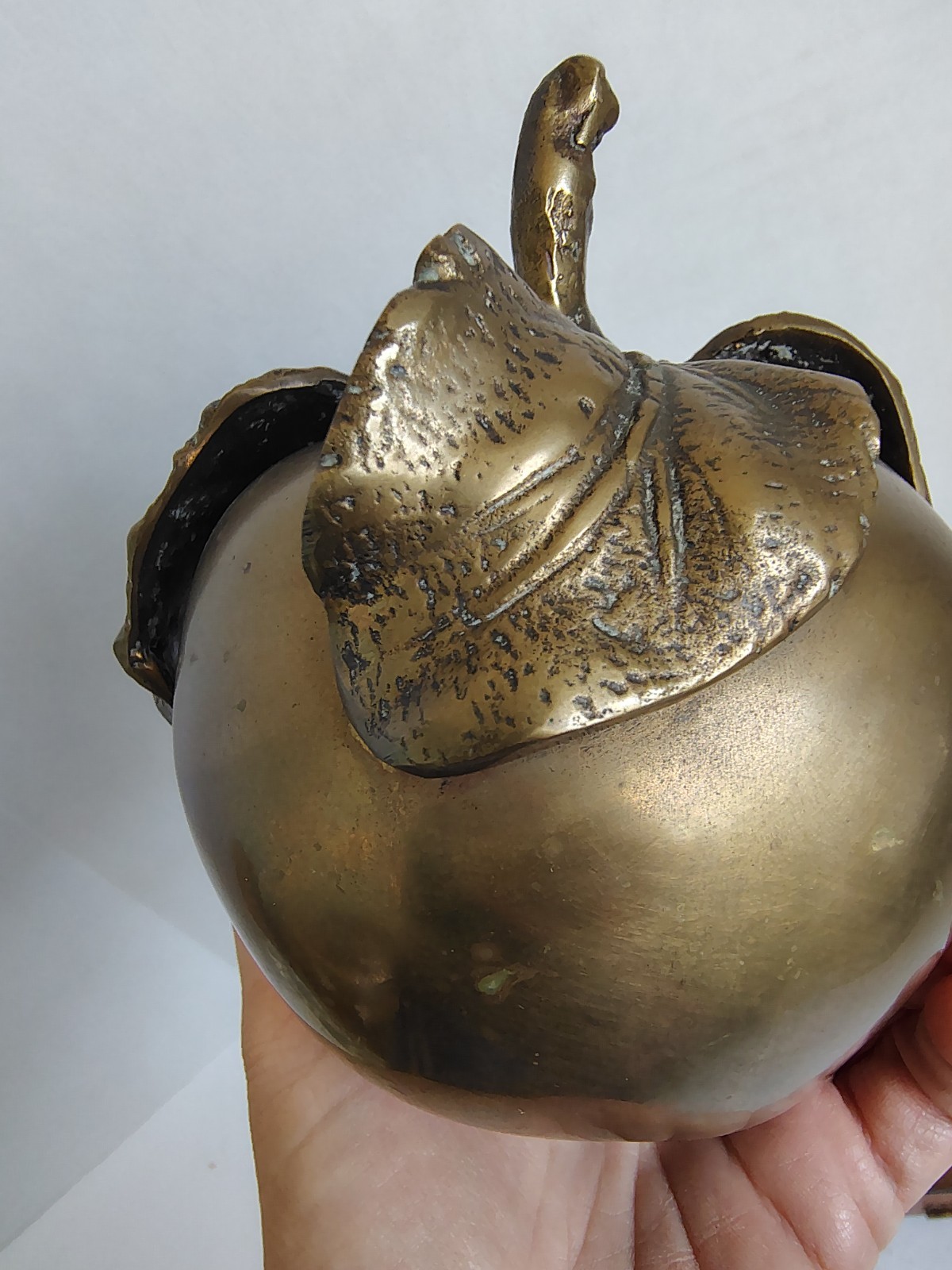 Surrealist Brass Apple Face Figure