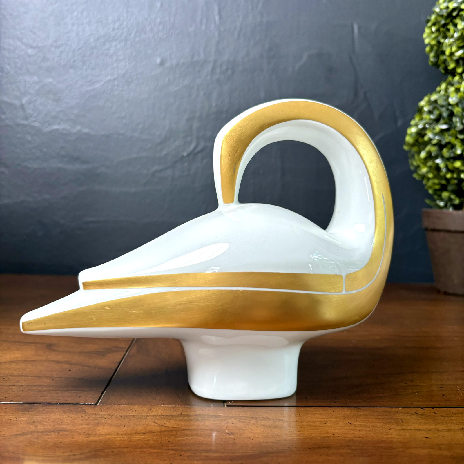 Vtg B&G Copenhagen White Gold Modernist BIRD Figurine Decorative Object Denmark