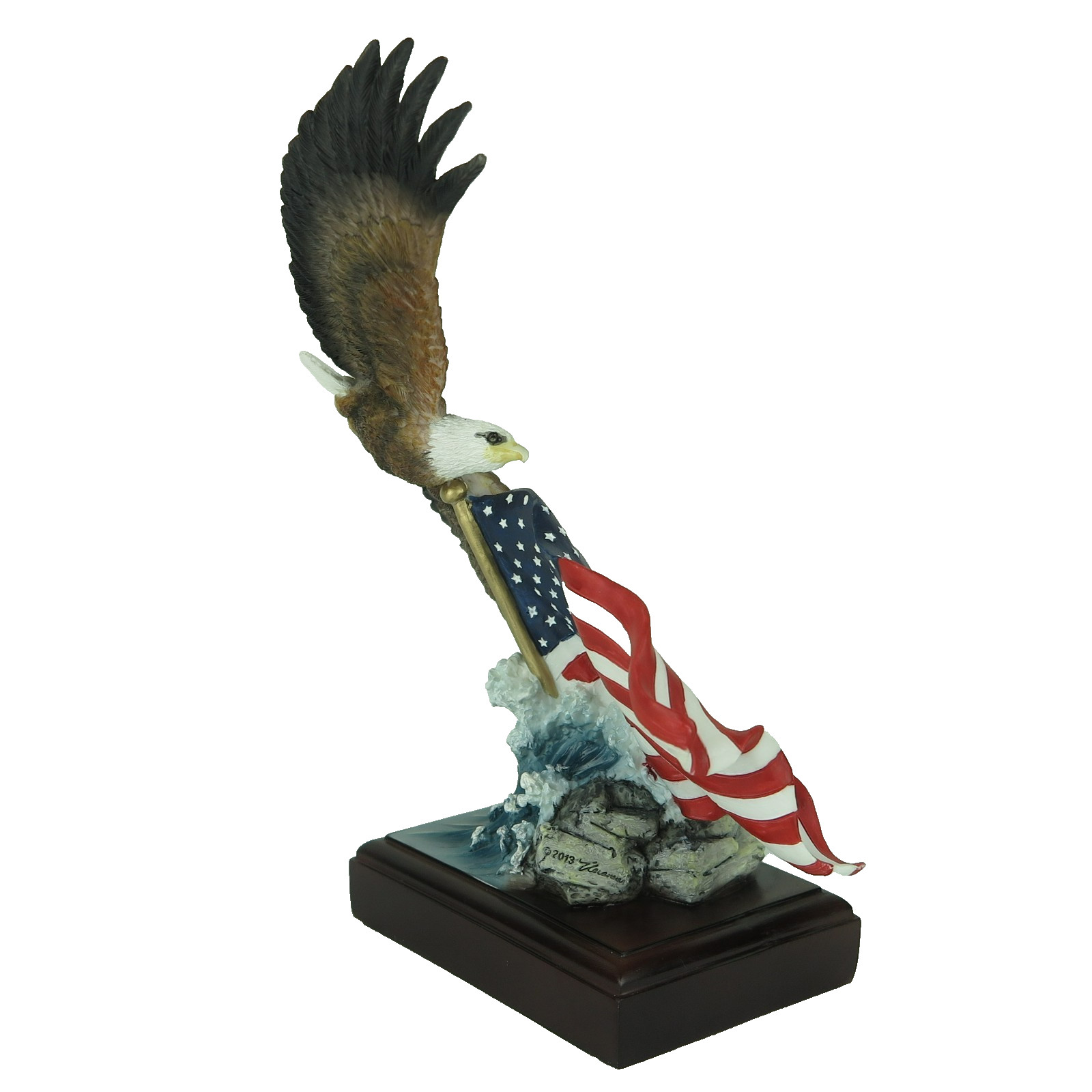 Bald Eagle & Flag American Pride – Detailed Figurine Miniature 8.5″H New in Box