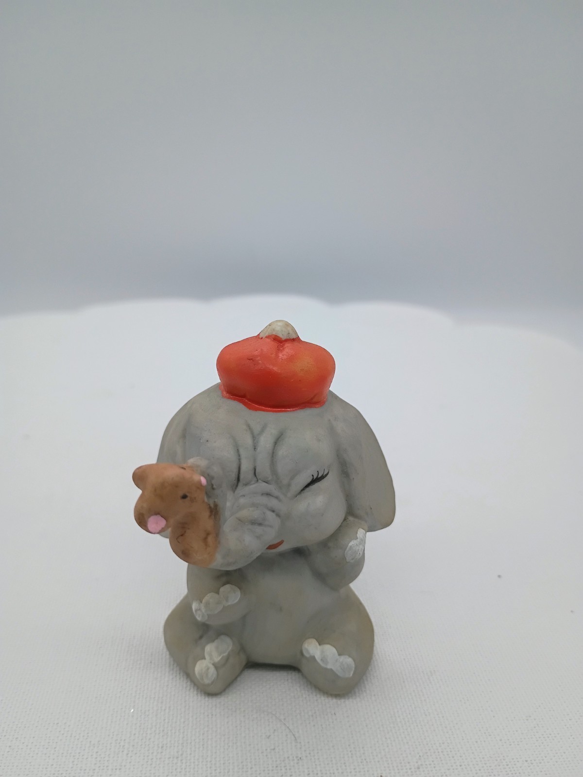 VTG Anthropomorphic Baby Elephant Figurine with Mouse on it’s Trunk Enesco 1981