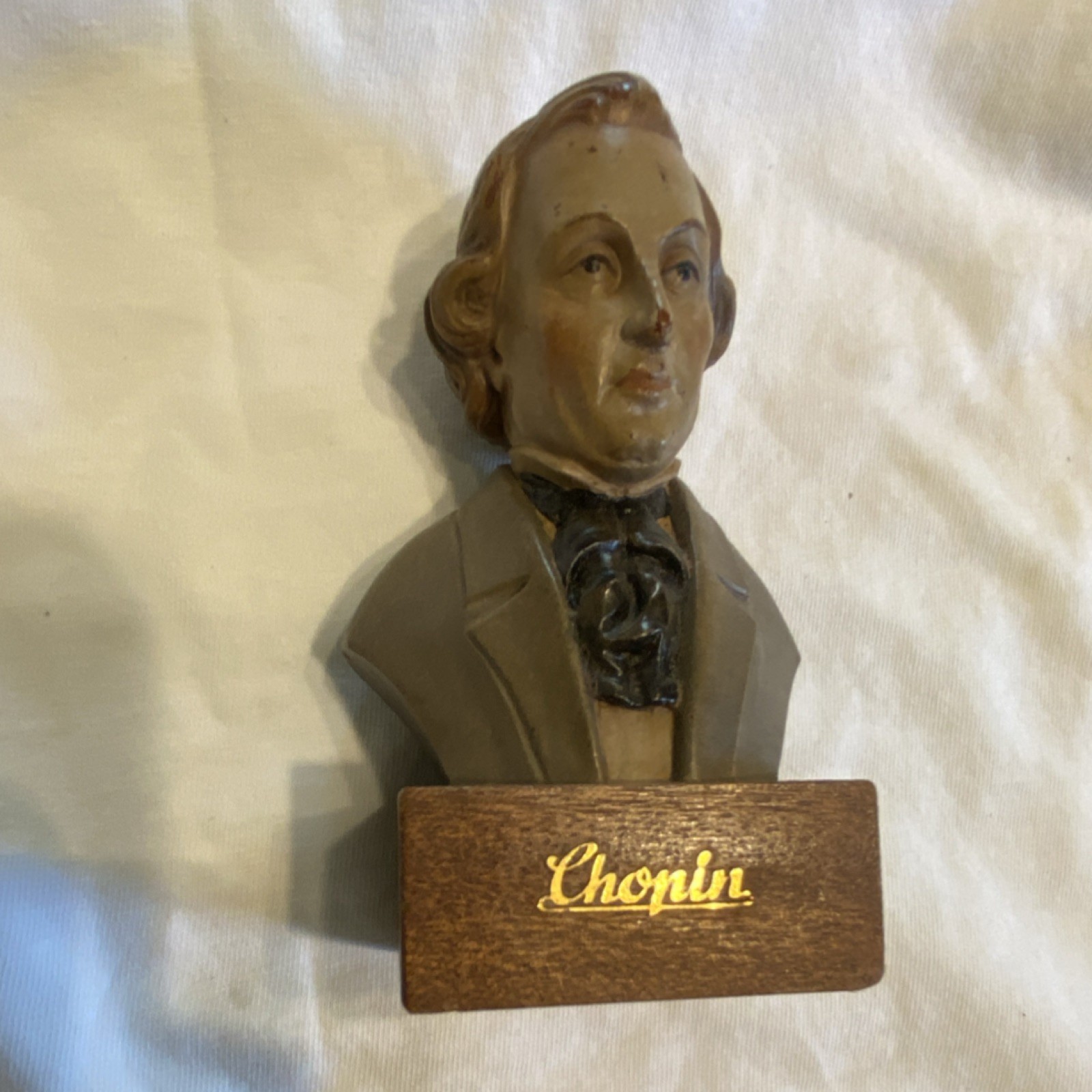 Frederic Chopin Decorative Bust on Wood Base TORI ART (Italy) 1950s