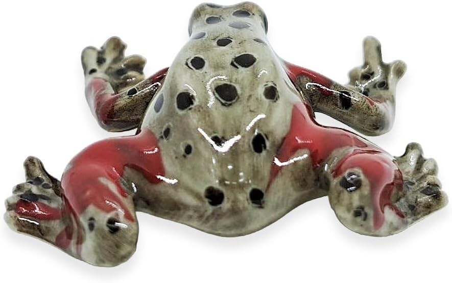 2″ L Brown Red Frog Ceramic Toad Miniature Reptile Replica Animal Figurine Decor