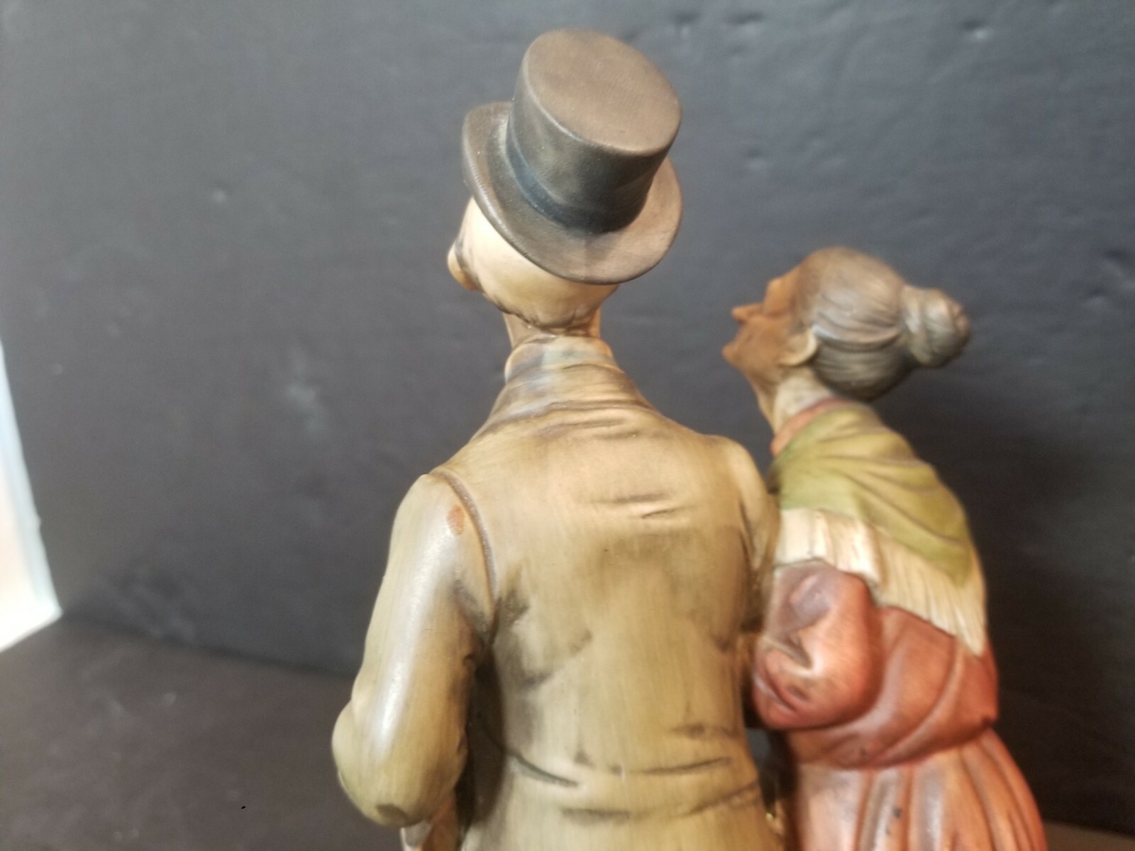 Old Couple Walking Dog Figurine, 9 1/2″ H
