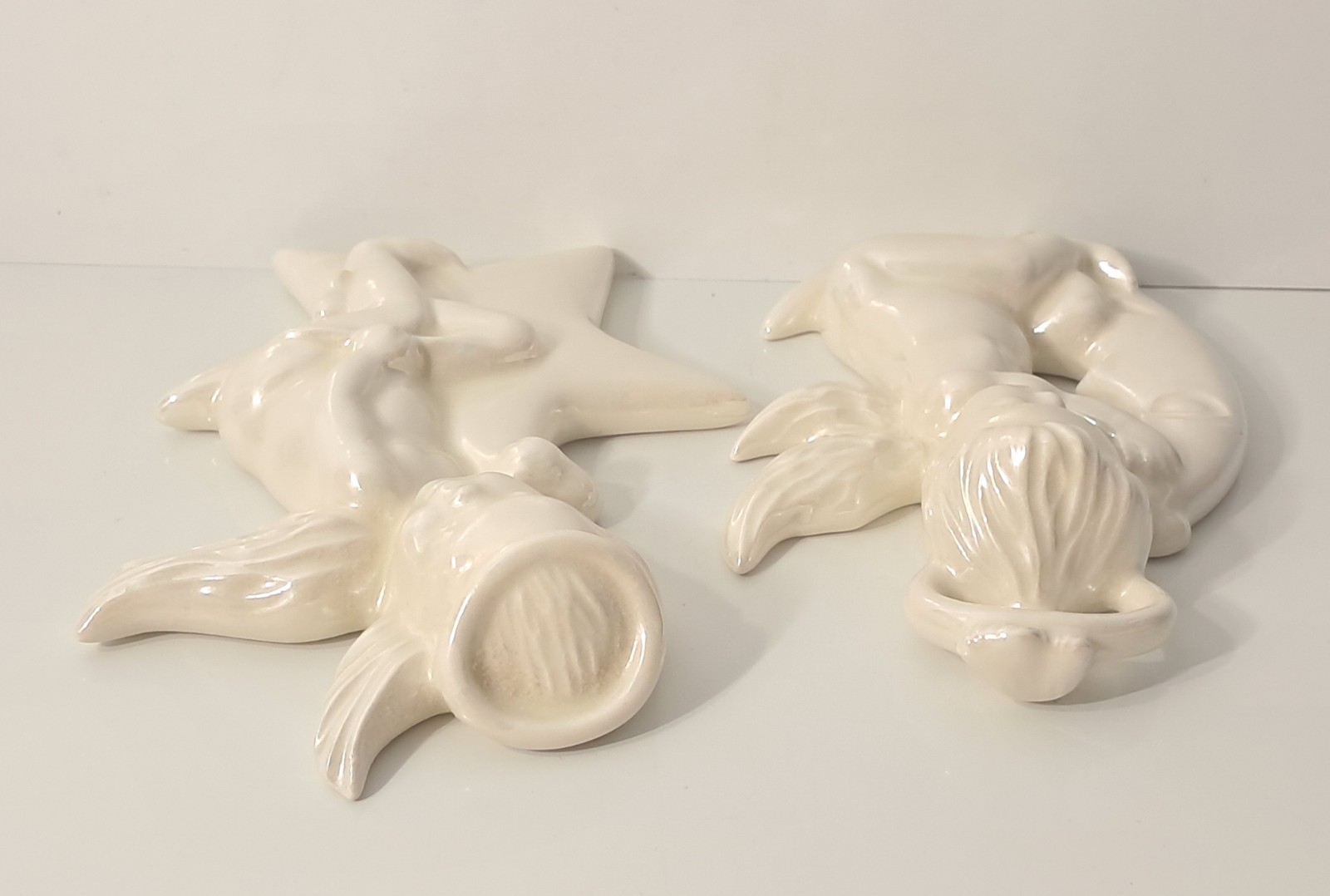 Vintage Arnels Angel Wall Hangings 2 Celestial 7’6.5″L White Ceramic 1976 USA