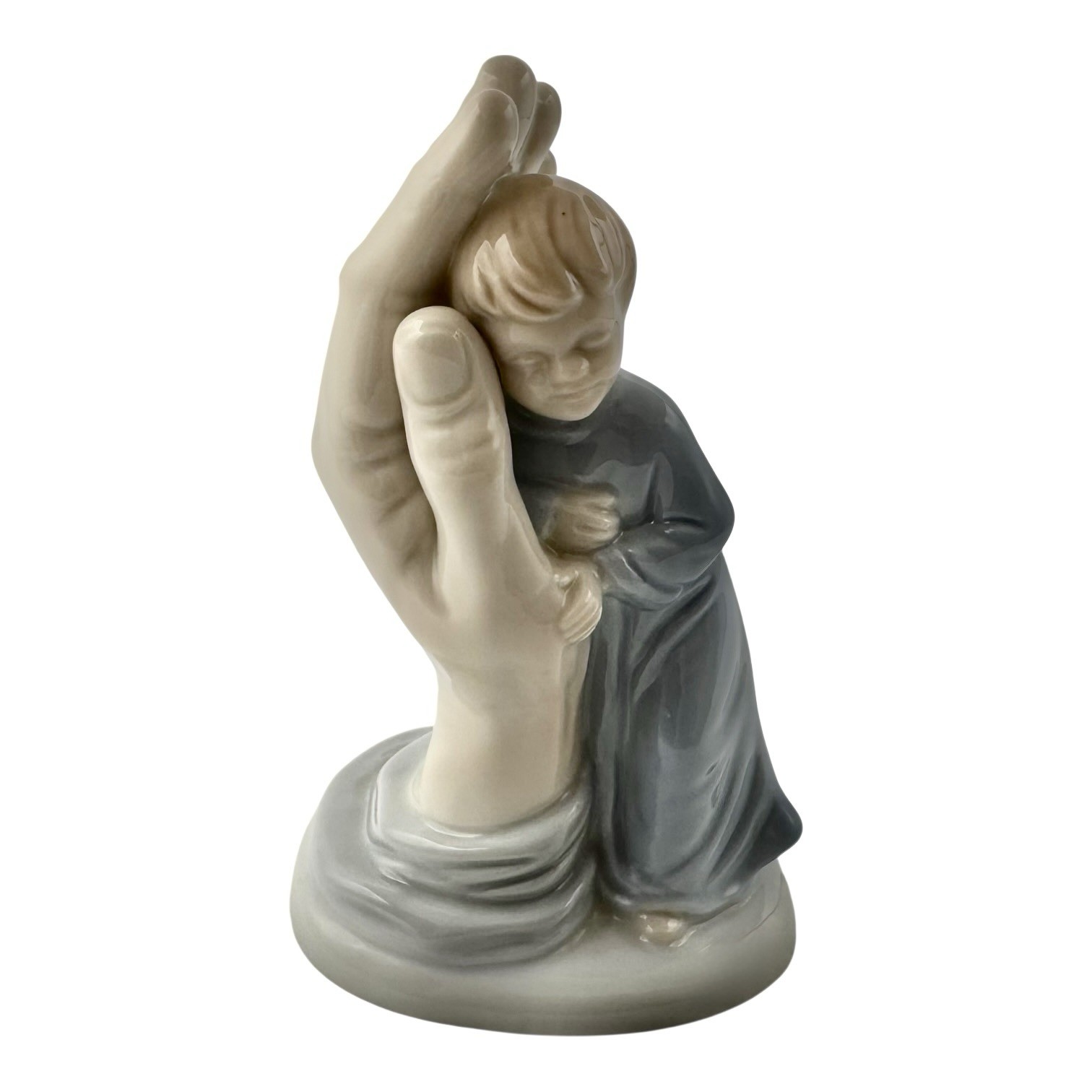 Religious Roman Porcelain Figurine IN THE PALM of MY HAND Christian Boy Figure