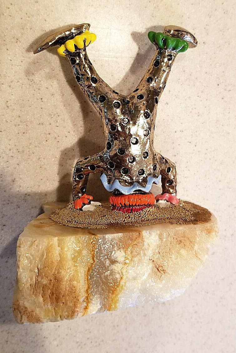 Vintage ’80 signed Ron Lee 24k “Pinky the Clown” doing Head Stand on Marble Base