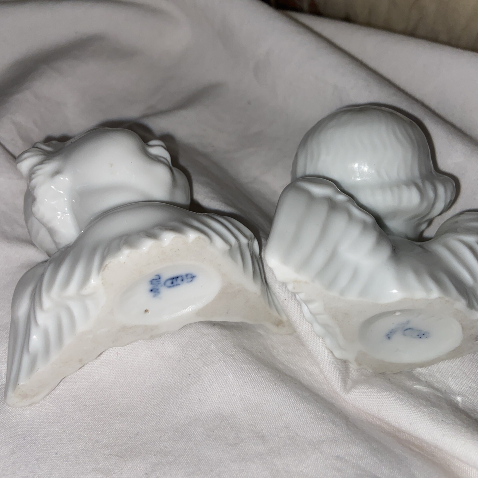 2 Vintage AUGARTEN VIENNA WIENER BLANC DE CHINE CHERUB ANGEL. See