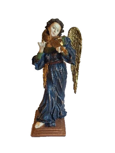 Beautiful Vintage Winged Angel With Violin 11 Inches Tall