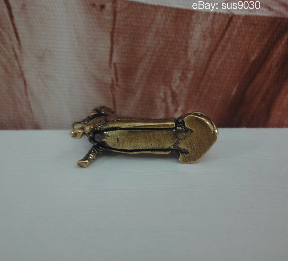 Brass Dachshund Figurine Vintage Mini Statue Dog Sculpture