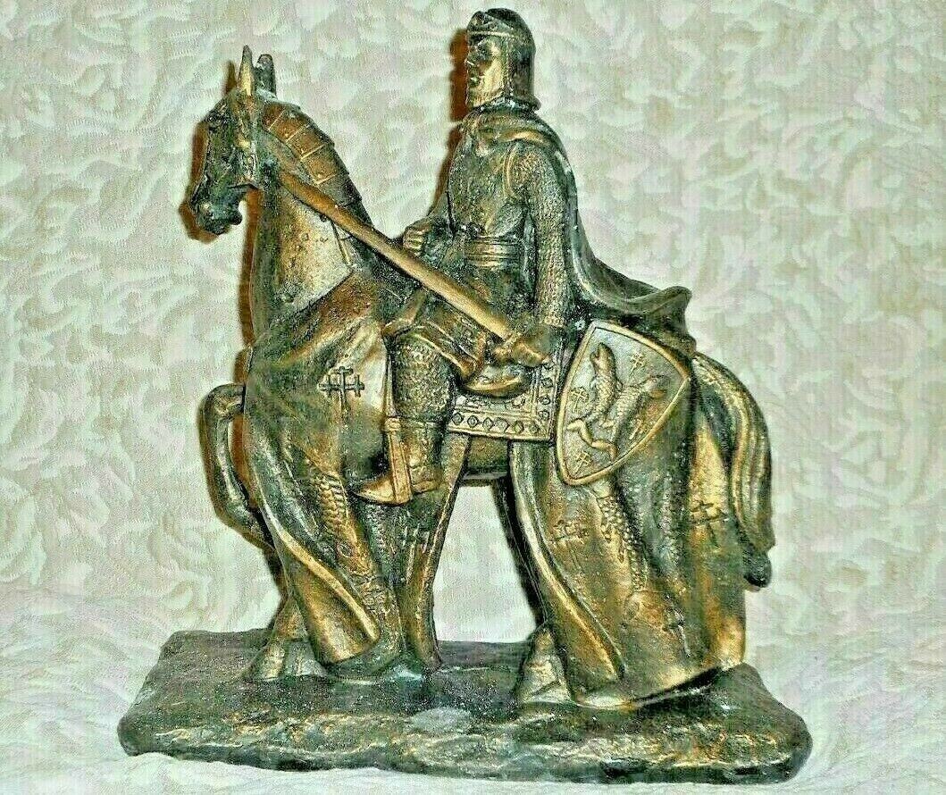 Knights Edge Crusader Knight on Horseback Medieval Figurine Statue 13.8″