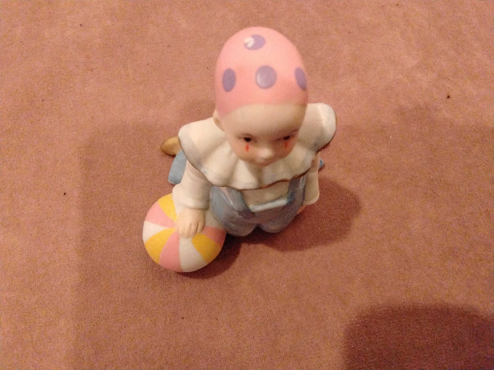 Vintage Pierrot Clown Figurine Pastels Sri Lanka 2.75” tall