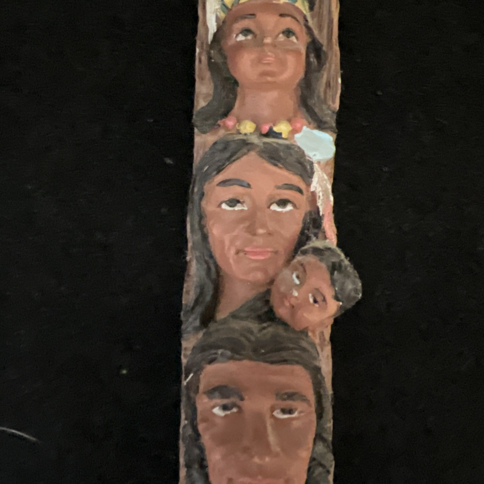 Vintage Handmade Plastic Resin Americana Family Tree Figurine Folk Art Object