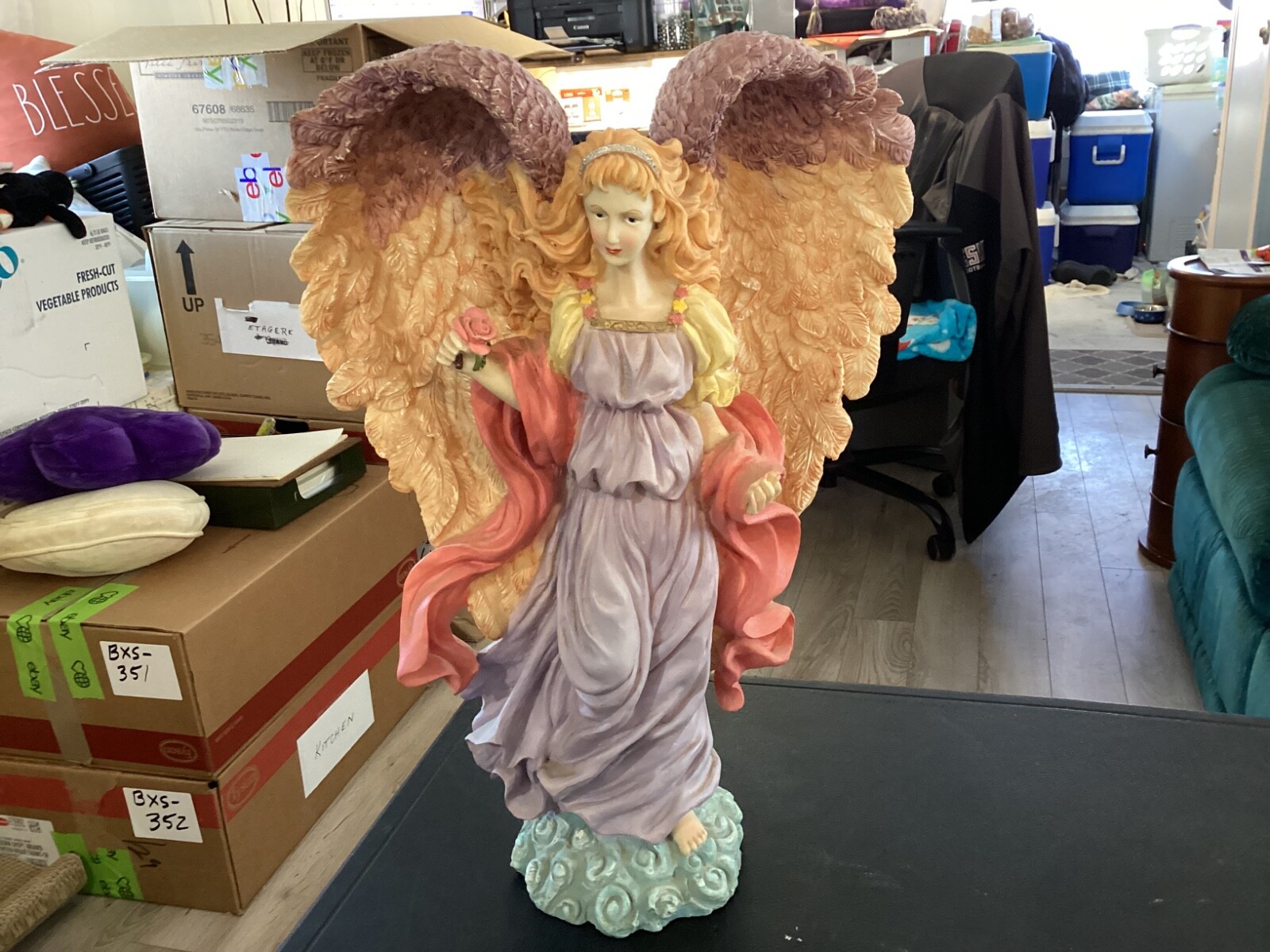 Colorful 15″ Tall Standing Resin Angle Figurine “Brittany”