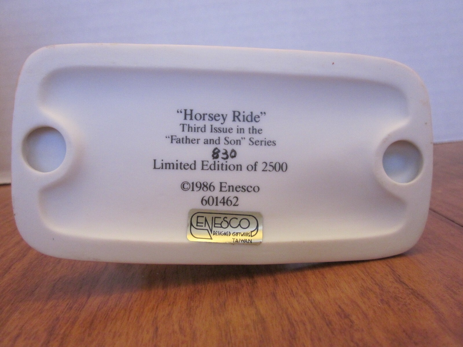ENESCO 1986 Father & Son Series “Horsey Ride” Figurine Original Box, COA ID Card