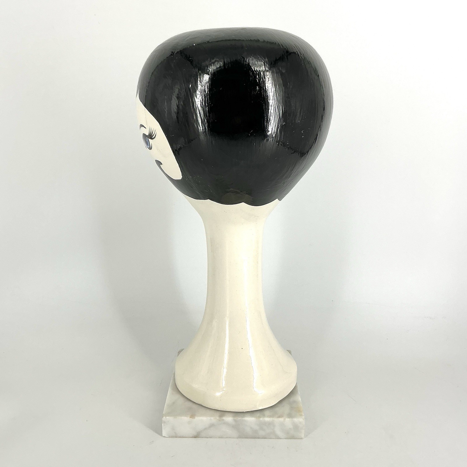Vintage Wig Hat Stand Mannequin Ceramic Lady Head 13 5/8” Italy RARE