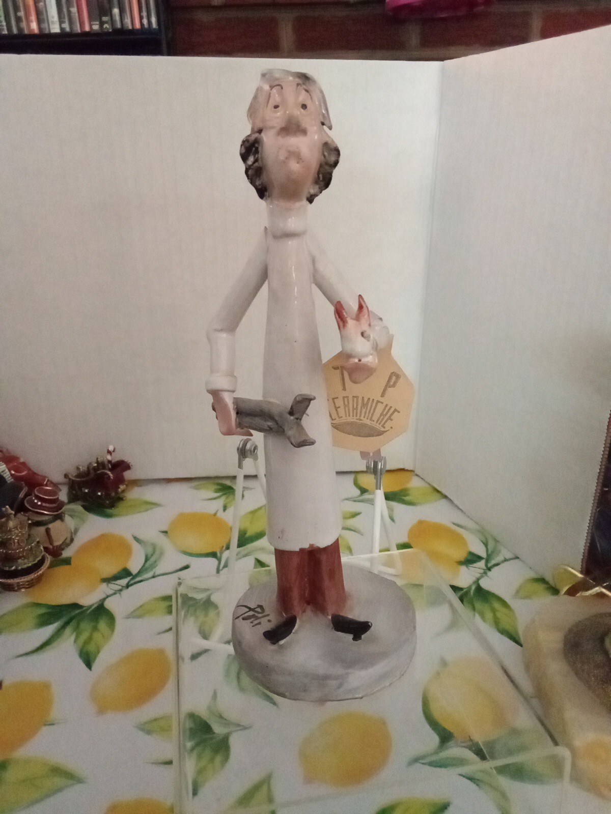 Vintage T P Ceramiche Dentist Sculpture with Tags Signed Poli Italian Ceramic 8”