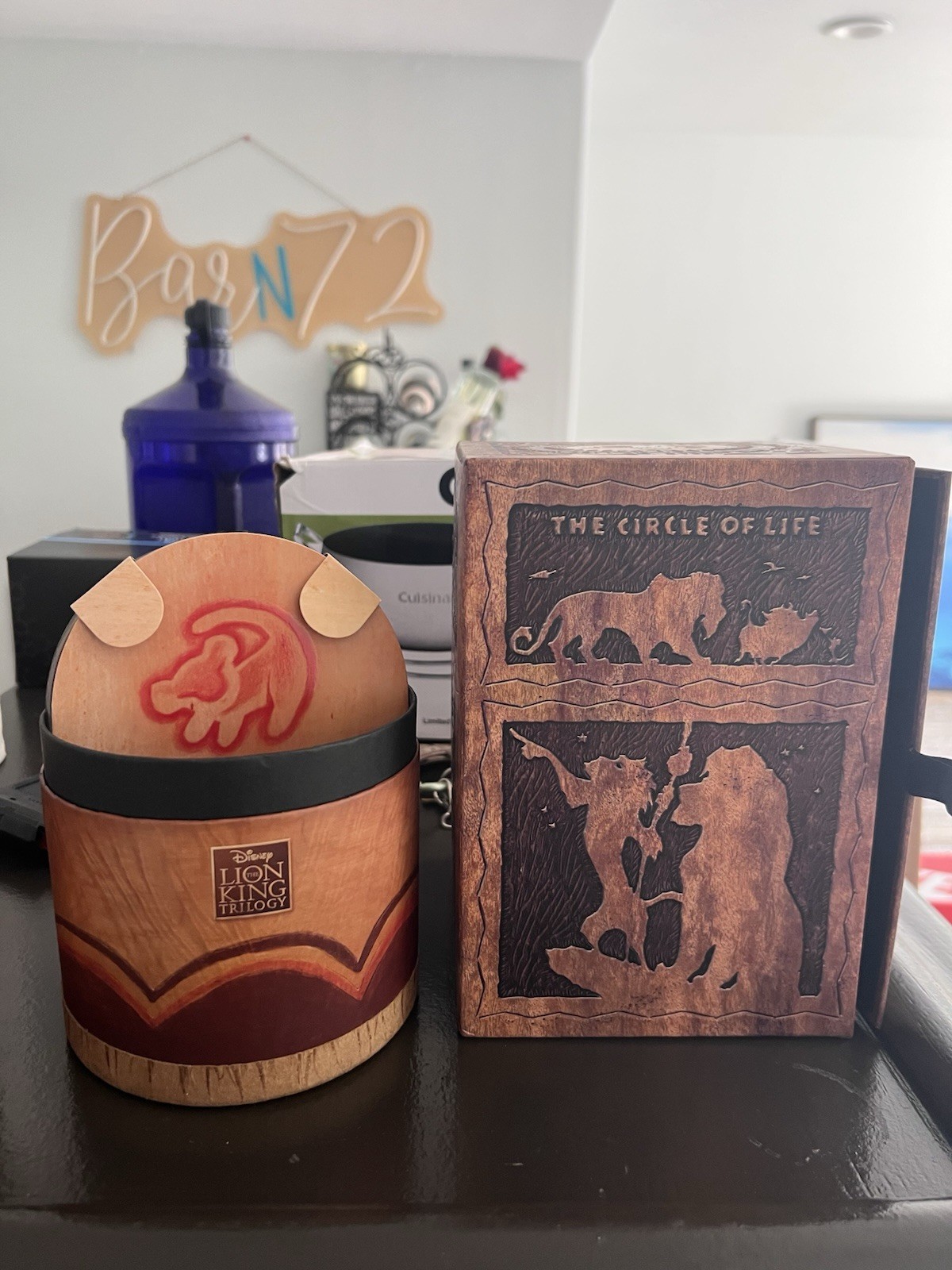 Disney Lion King Trilogy Collector Figurine Simba Timon Pumbaa Woodgrain