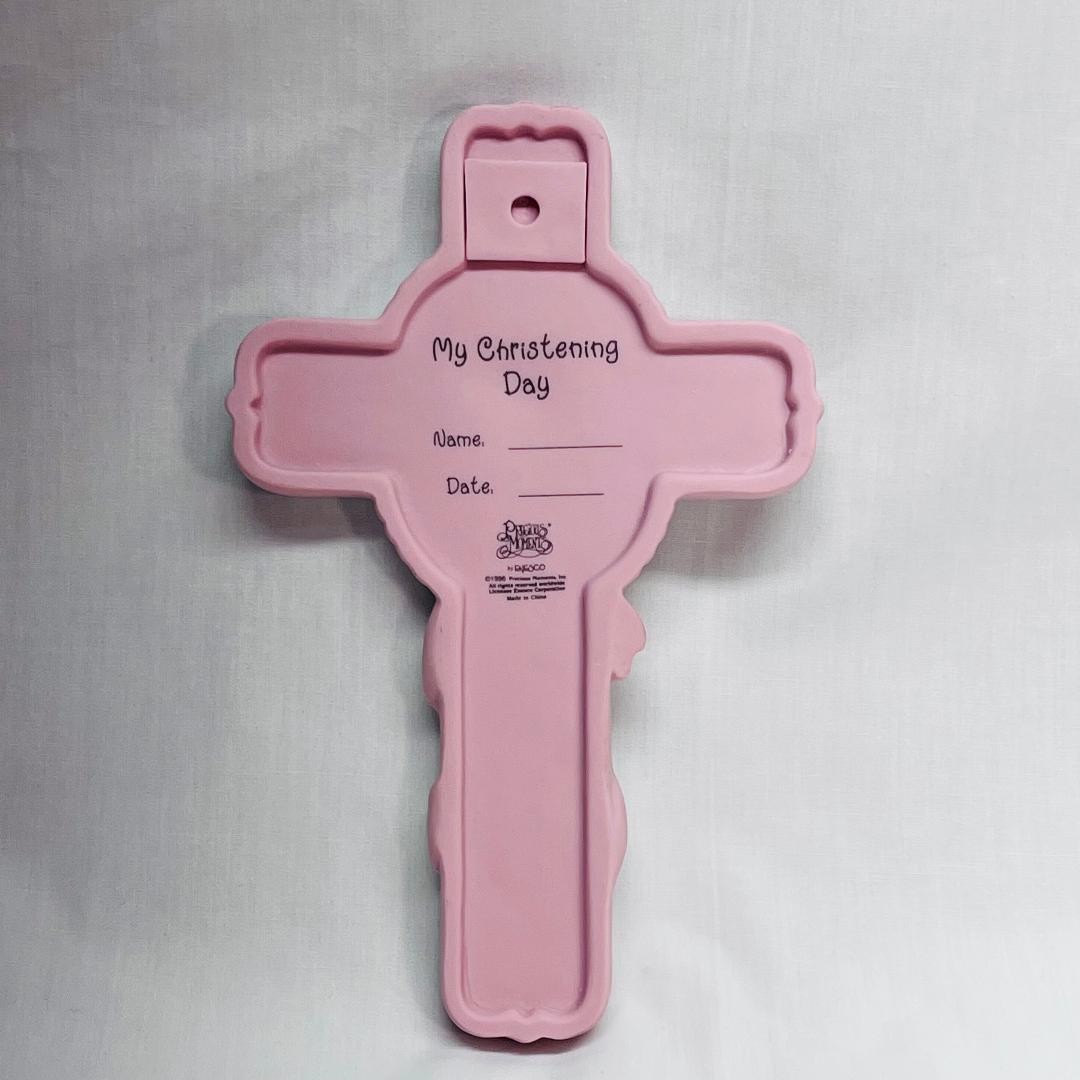 VTG NEW 1996 Pink Christening Day Cross Precious Moments .5″Wx4.5″ Lx7″ H *READ*