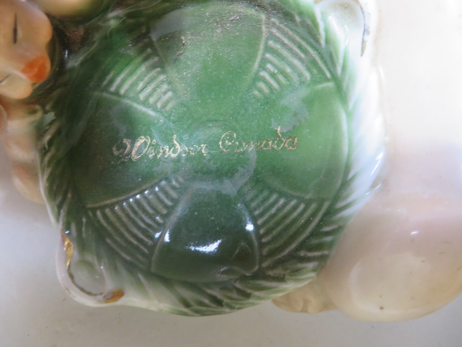 VERY RARE ANTIQUE GERMAN PIG FAIRING WINDSOR CANADA SOUVENIR TRINKET DISH