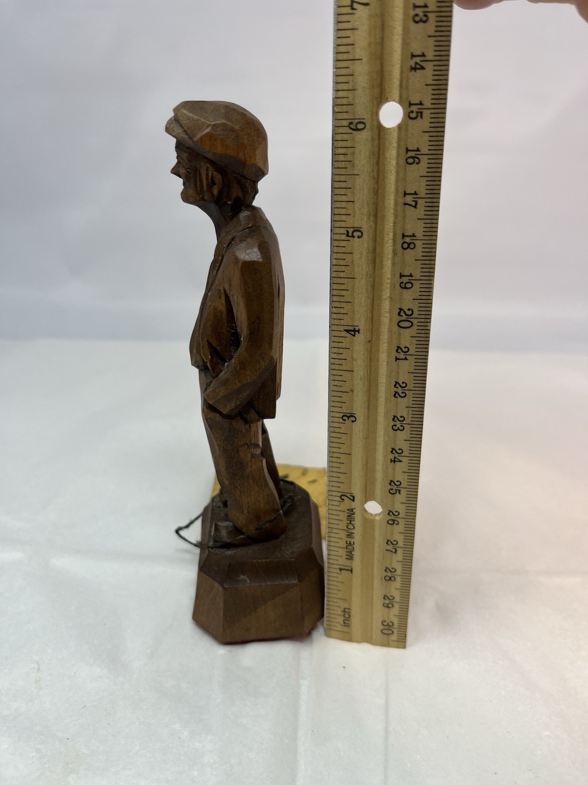 Caron Carving Older man Hands in Pocket Folk Art 6 Inches Tagged And Signed