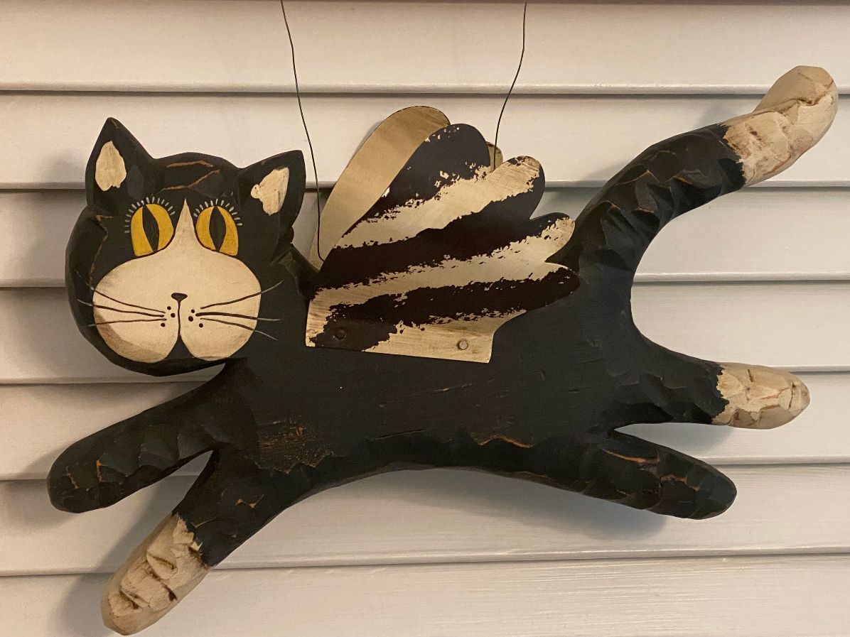 “FLYING CAT” FOLK ART BY SALLY LAZAR 1995 COUNTRY CLASSICS- EXCELLENT