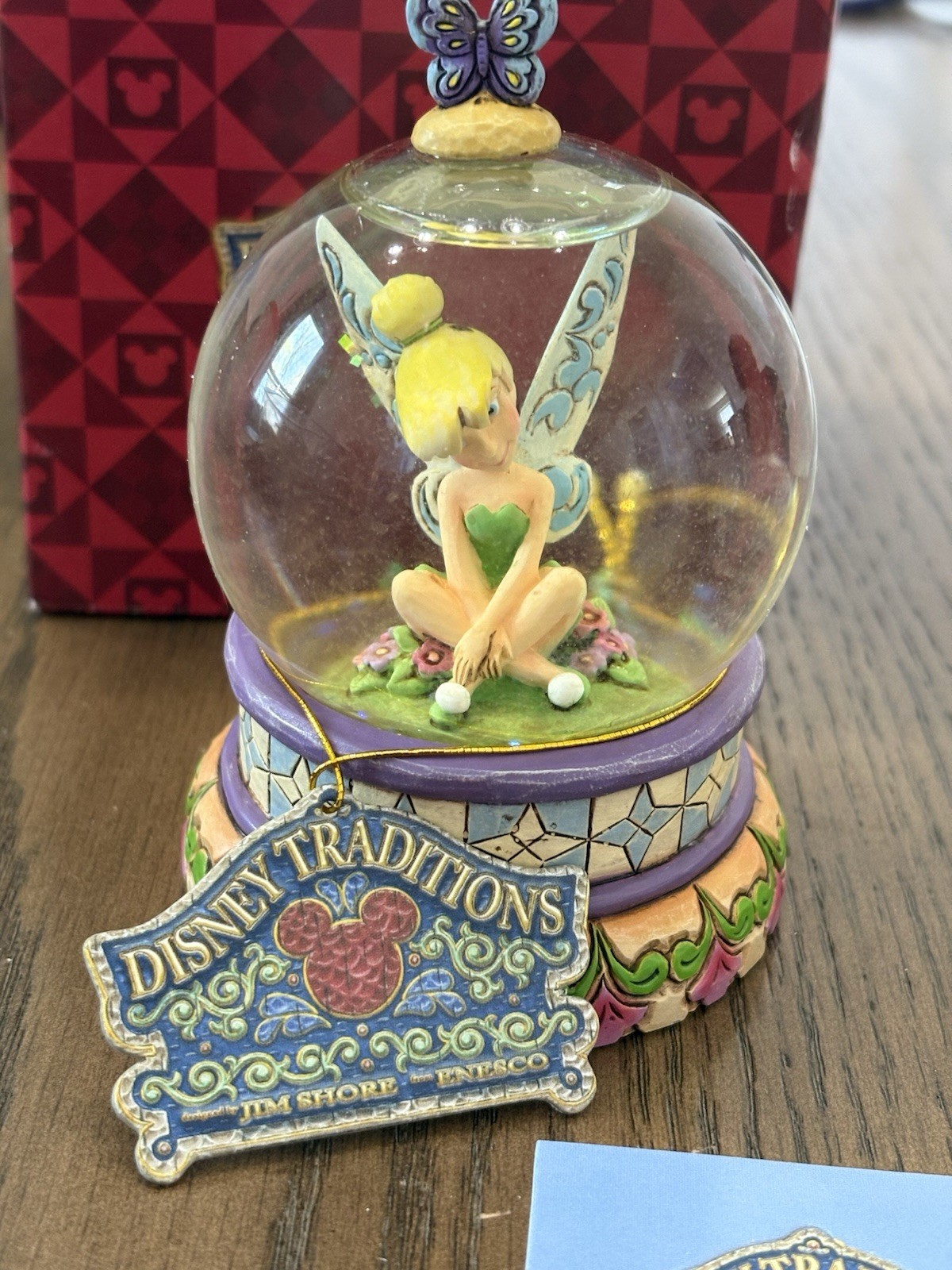 Disney Tinkerbell “Pixie Flirtation” Jim Shore Snow Globe W/ Box & Foam NEW