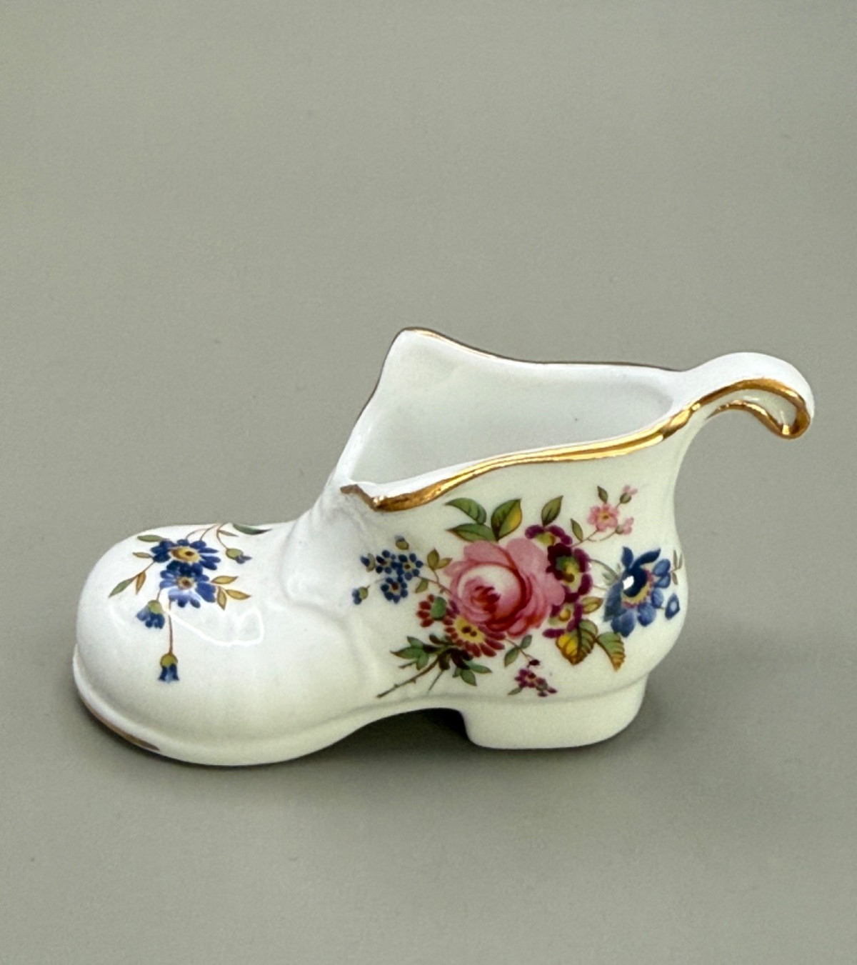 Hammersley Fine Bone China Boot Made In England 3.2″ Passion Flower & Rose
