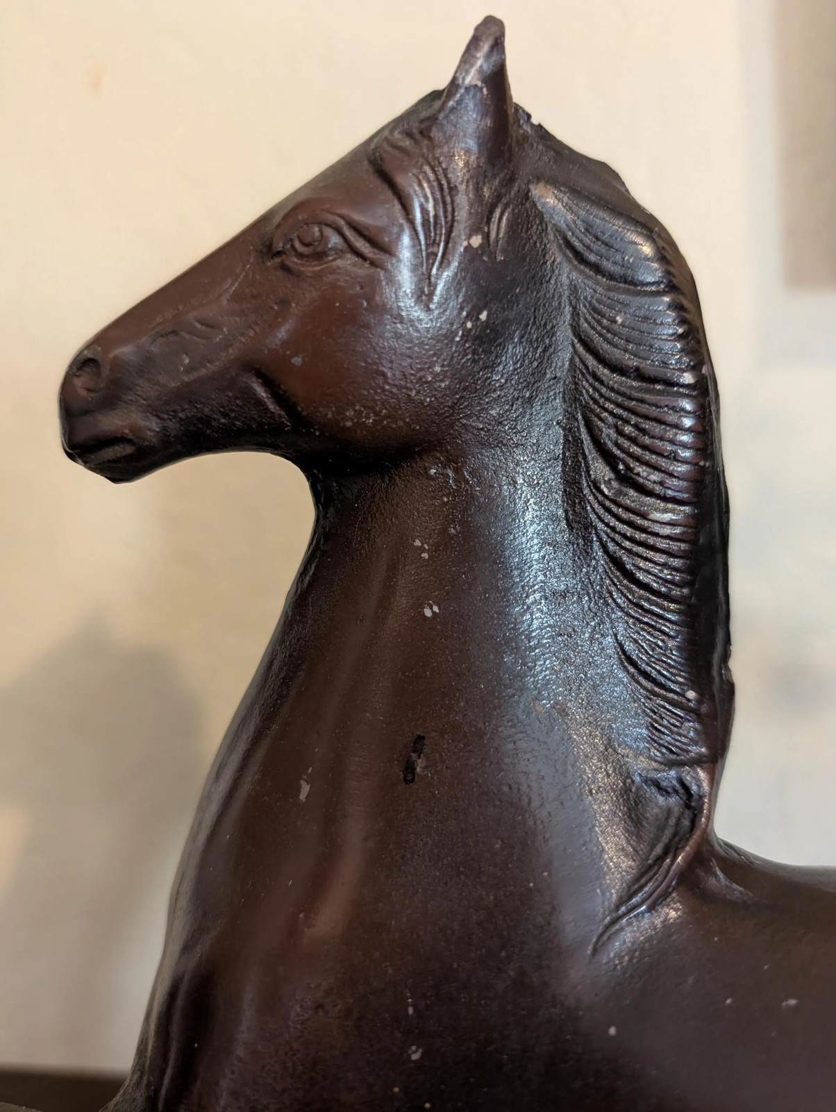 Vintage Japanese Cast Metal Horse Sculpture, Prancing Horse Figure