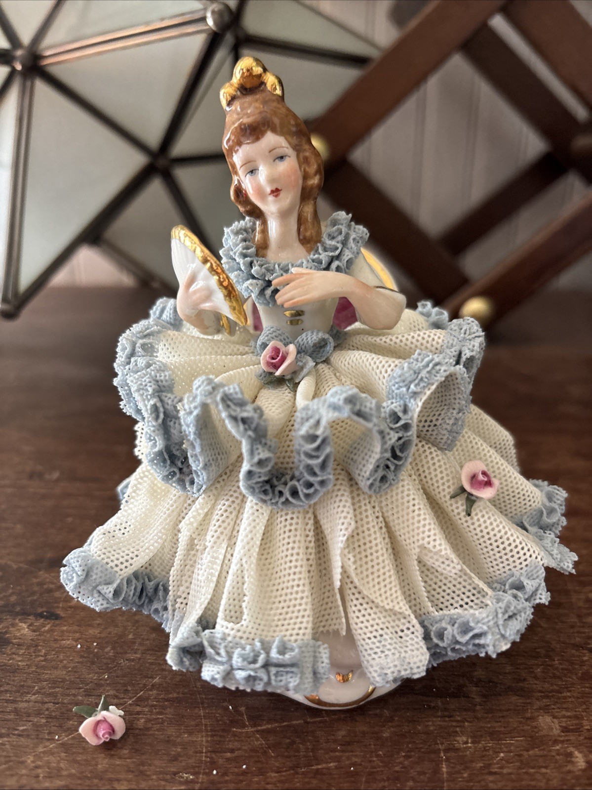 German Porcelain Dresden Lace Figurine Keilhauer Germany 5”